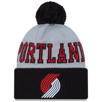 Men's New Era Black/Gray Portland Trail Blazers Tip-Off Two-Tone Cuffed Knit Hat with Pom