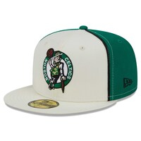 Men's New Era Cream Boston Celtics Piped Pop Panel 59FIFTY Fitted Hat