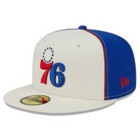 Men's New Era Cream Philadelphia 76ers Piped Pop Panel 59FIFTY Fitted Hat