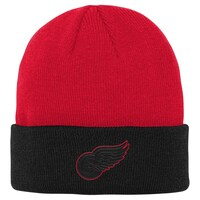 Youth Red/Black Detroit Red Wings Logo Outline Cuffed Knit Hat