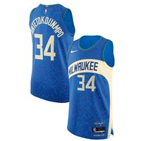 Men's Nike Giannis Antetokounmpo Blue Milwaukee Bucks  Authentic Jersey - City Edition