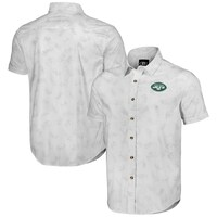 Men's NFL x Darius Rucker Collection by Fanatics White New York Jets Woven Short Sleeve Button Up Shirt