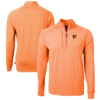 Men's Cutter & Buck Heather Orange Baltimore Orioles Adapt Eco Knit Stretch Recycled Quarter-Zip Pullover Top