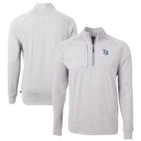 Men's Cutter & Buck Heather Gray Tampa Bay Rays Adapt Eco Knit Stretch Recycled Quarter-Zip Pullover Top