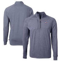 Men's Cutter & Buck Heather Navy Toronto Blue Jays Adapt Eco Knit Stretch Recycled Quarter-Zip Pullover Top