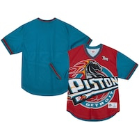 Men's Mitchell & Ness  Red Detroit Pistons Jumbotron 3.0 Mesh V-Neck T-Shirt