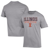 Men's Champion  Gray Illinois Fighting Illini Athletics Logo Stack T-Shirt