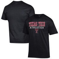 Men's Champion  Black Texas Tech Red Raiders Athletics Logo Stack T-Shirt