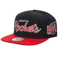 Men's Mitchell & Ness Black Houston Rockets Hardwood Classics MVP Team Script 2.0 Snapback Hat
