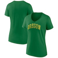 Women's Fanatics Branded Green Oregon Ducks Basic Arch V-Neck T-Shirt