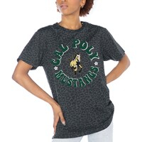 Women's Gameday Couture Charcoal Cal Poly Mustangs Victory Lap Leopard Standard Fit T-Shirt