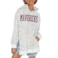 Women's Gameday Couture White Minnesota State Mavericks Home Team Advantage Leopard Print Oversized Side-Slit Pullover Hoodie