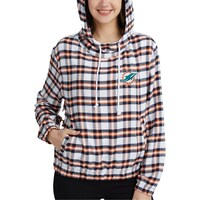 Women's Concepts Sport Navy/Orange Miami Dolphins Sienna Flannel Long Sleeve Hoodie Top