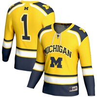 Men's GameDay Greats #1 Maize Michigan Wolverines Hockey Jersey