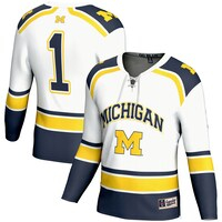 Men's GameDay Greats #1 White Michigan Wolverines Hockey Jersey