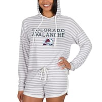 Women's Concepts Sport  Cream Colorado Avalanche Visibility Long Sleeve Hoodie T-Shirt & Shorts Set