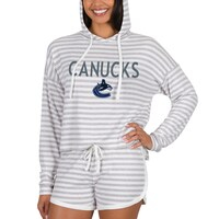 Women's Concepts Sport  Cream Vancouver Canucks Visibility Long Sleeve Hoodie T-Shirt & Shorts Set
