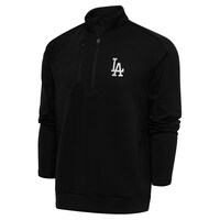 Men's Antigua Black Los Angeles Dodgers Big & Tall Metallic Generation Quarter-Zip Jacket