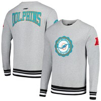 Men's Pro Standard Heather Gray Miami Dolphins Crest Emblem Pullover Sweatshirt