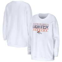Women's WEAR by Erin Andrews White Denver Broncos Domestic Pullover Sweatshirt
