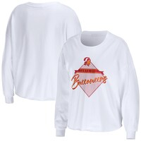 Women's WEAR by Erin Andrews White Tampa Bay Buccaneers Domestic Cropped Long Sleeve T-Shirt
