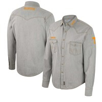 Men's Colosseum x Wrangler Gray Tennessee Volunteers Cowboy Cut Western Full-Snap Long Sleeve Shirt