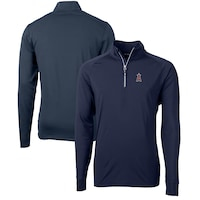 Men's Cutter & Buck  Navy Los Angeles Angels Adapt Eco Knit Stretch Recycled Quarter-Zip Pullover Top