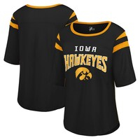 Women's G-III 4Her by Carl Banks Black Iowa Hawkeyes Plus Size Linebacker Half-Sleeve T-Shirt