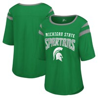 Women's G-III 4Her by Carl Banks Green Michigan State Spartans Plus Size Linebacker Half-Sleeve T-Shirt