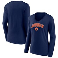 Women's Fanatics Branded Navy Auburn Tigers Evergreen Campus Long Sleeve V-Neck T-Shirt