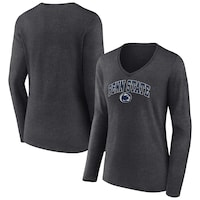 Women's Fanatics Branded Heather Charcoal Penn State Nittany Lions Evergreen Campus Long Sleeve V-Neck T-Shirt