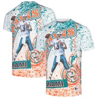 Men's Mitchell & Ness Dan Marino White Miami Dolphins Retired Player Name & Number Burst T-Shirt