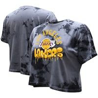 Women's Stadium Essentials  Charcoal Los Angeles Lakers Street Art Dark Crystal Washed Crop T-Shirt