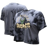 Women's Stadium Essentials  Charcoal Milwaukee Bucks Street Art Dark Crystal Washed Crop T-Shirt