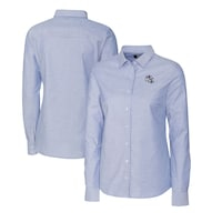 Women's Cutter & Buck  Light Blue Buffalo Bills Helmet Logo Stretch Oxford Long Sleeve Button-Up Shirt