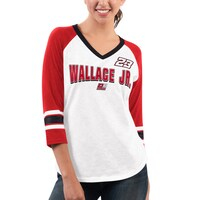Women's G-III 4Her by Carl Banks White/Red Bubba Wallace Top Team V-Neck 3/4 Sleeve T-Shirt