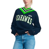 Women's Tommy Hilfiger Navy Seattle Seahawks Heidi Raglan V-Neck Sweater