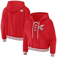 Women's WEAR by Erin Andrews Red Detroit Red Wings Lace-Up Pullover Hoodie