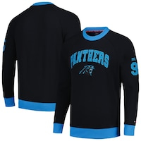 Men's Tommy Hilfiger Black Carolina Panthers Reese Raglan Tri-Blend Pullover Sweatshirt