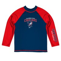 Youth Vive La Fete  Blue/Red Columbus State Cougars Solid Contrast Contrast Rash Guard