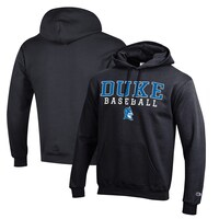 Men's Champion  Black Duke Blue Devils Stacked Logo Baseball Pullover Hoodie