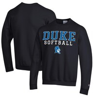 Men's Champion  Black Duke Blue Devils Stacked Logo Softball Pullover Sweatshirt