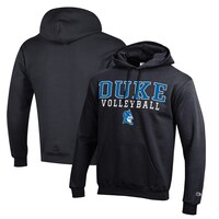 Men's Champion  Black Duke Blue Devils Stacked Logo Volleyball Pullover Hoodie