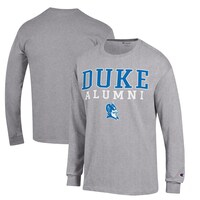 Men's Champion  Gray Duke Blue Devils Stacked Logo Alumni Long Sleeve T-Shirt