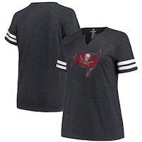 Women's Fanatics Branded Charcoal Tampa Bay Buccaneers Plus Size Raglan Notch Neck T-Shirt