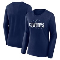 Women's Fanatics Branded Navy Dallas Cowboys Plus Size Foiled Play Long Sleeve T-Shirt