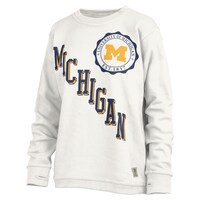 Women's Pressbox White Michigan Wolverines Shoreline Sundown Pullover Sweatshirt