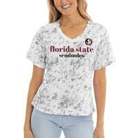 Women's  Gray Florida State Seminoles Faye Ruffle V-Neck T-Shirt