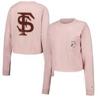 Women's League Collegiate Wear Light Pink Florida State Seminoles Clothesline Midi Long Sleeve Cropped T-Shirt