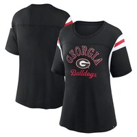 Women's Profile Black Georgia Bulldogs Plus Size Striped Tailgate Scoop Neck T-Shirt